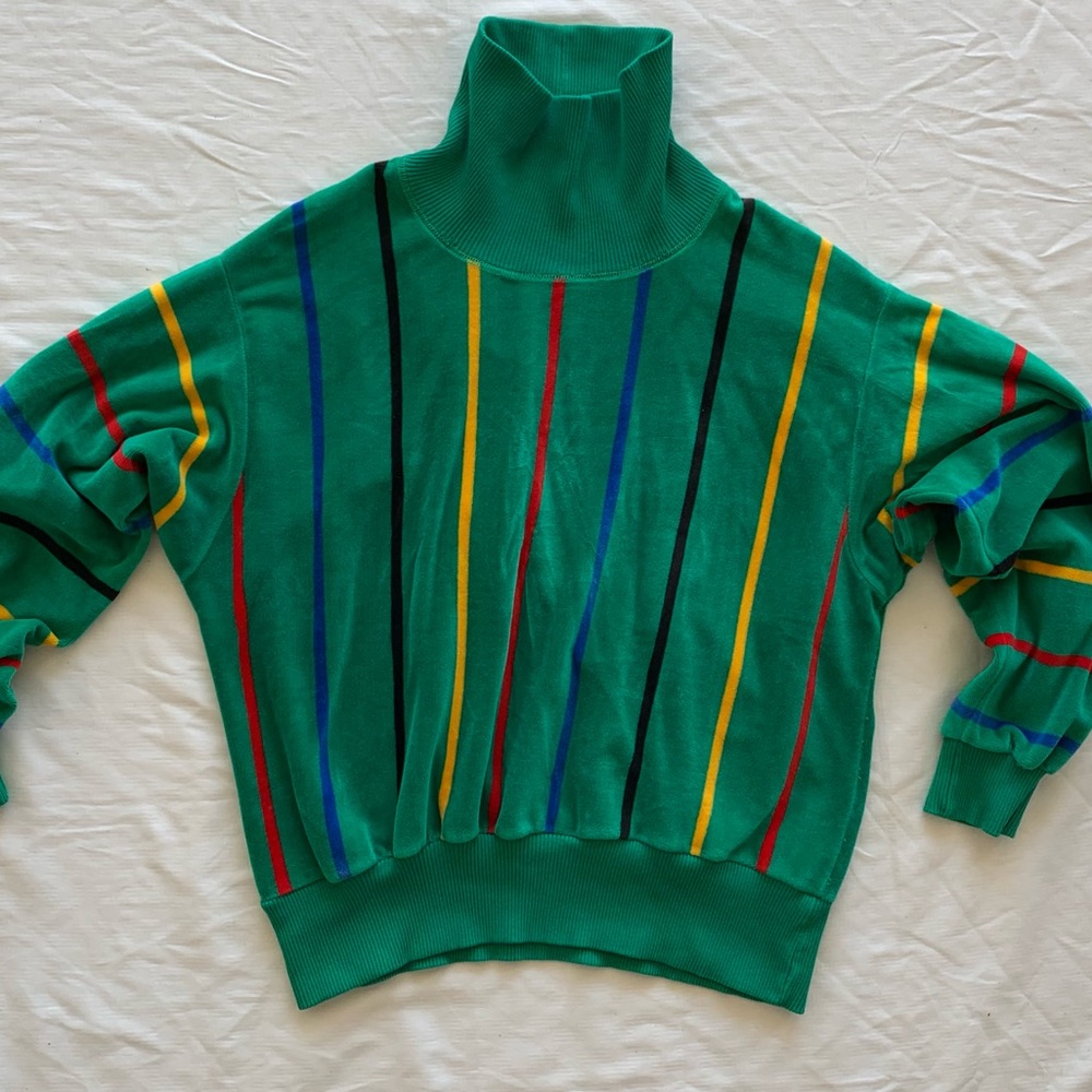 Vintage 80's Funky Velour Striped Sweat Shirt